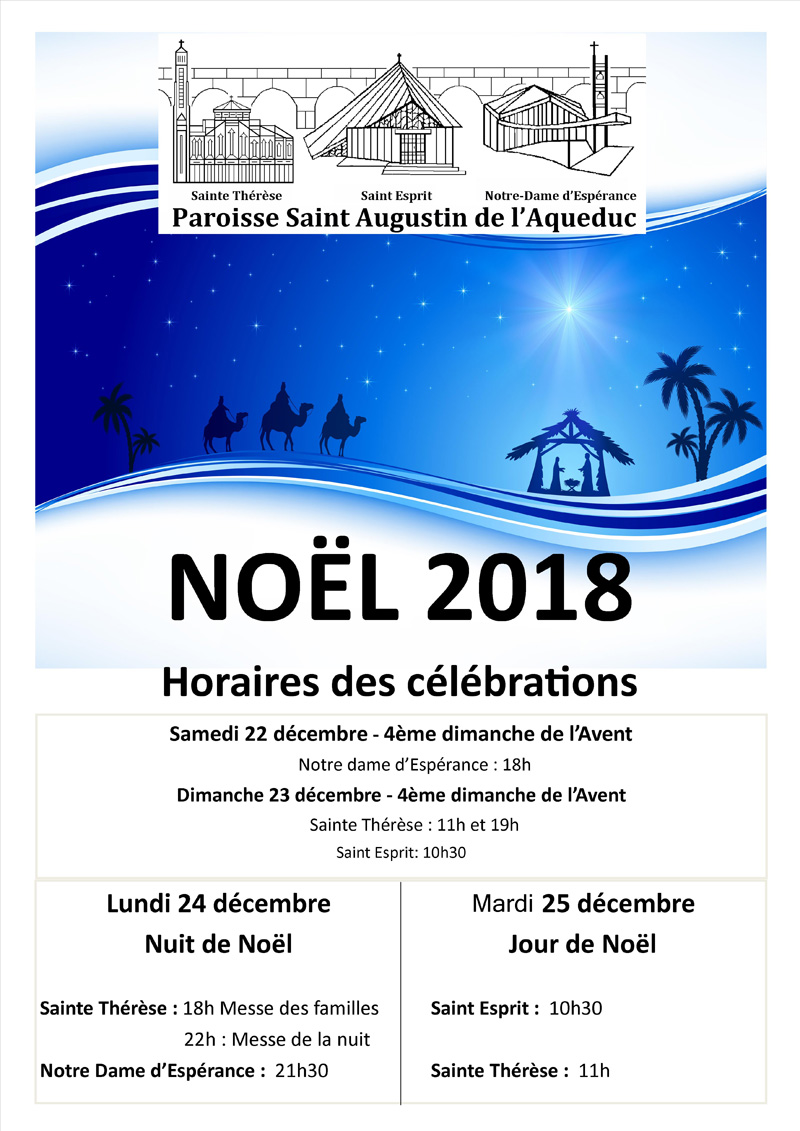 affiche messes Noel  Paroisse Saint Augustin de l'Aqueduc - Montpellier